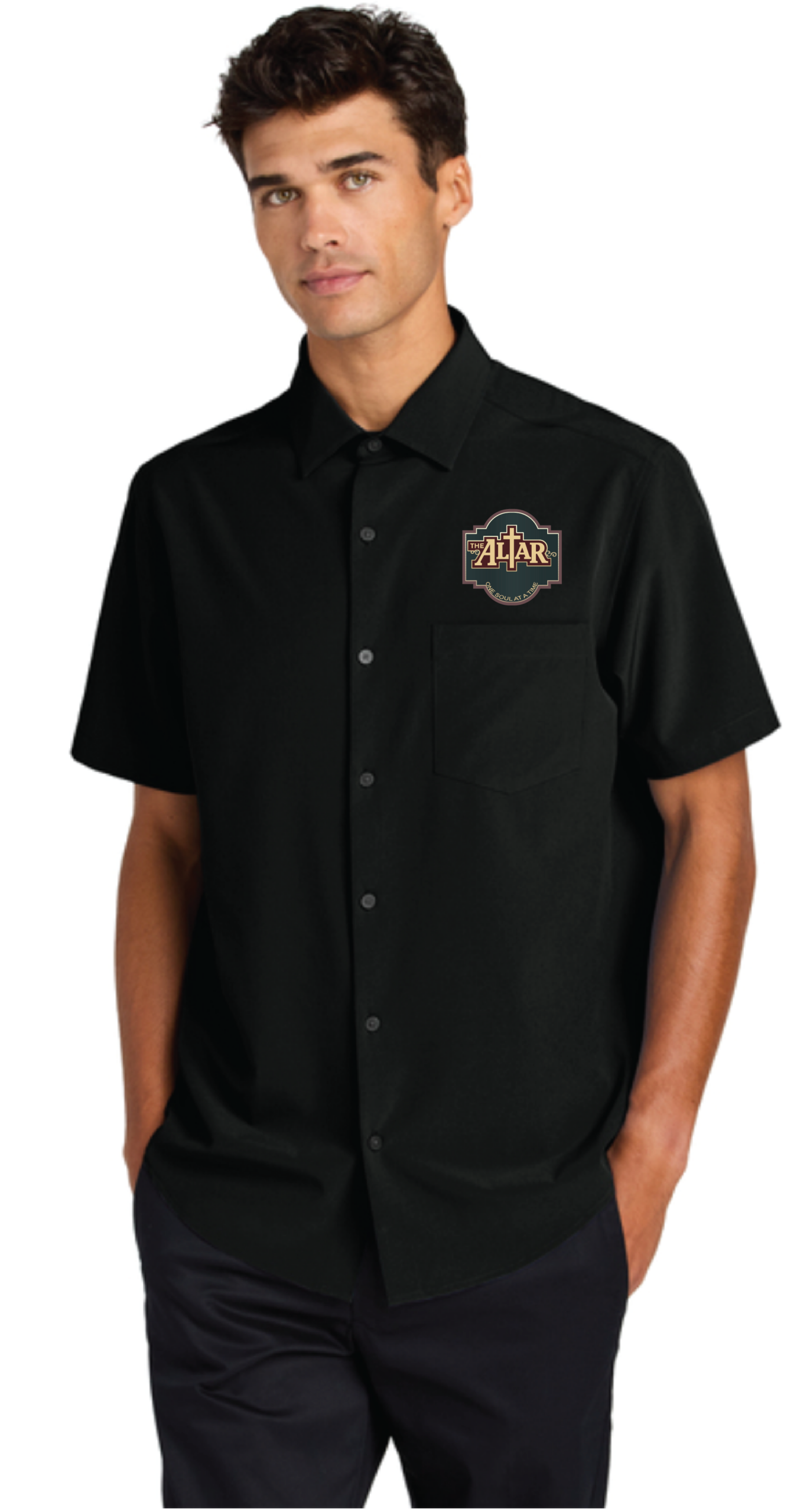 MM2006 Mercer+Mettle® Short Sleeve UV BLACK Dress Shirt